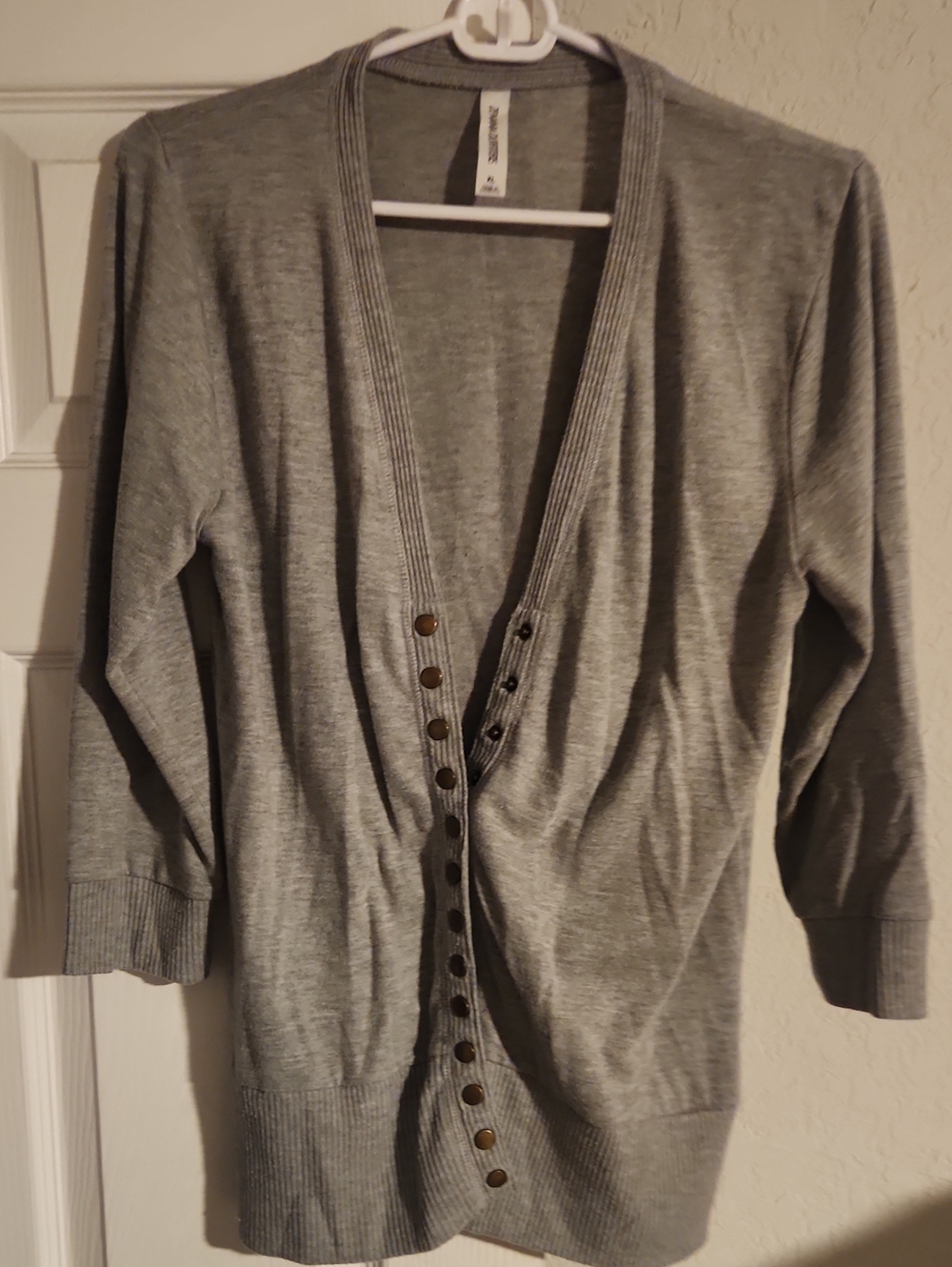 Zenana Outfitters Gray Button-Front Lightweight Cardigan